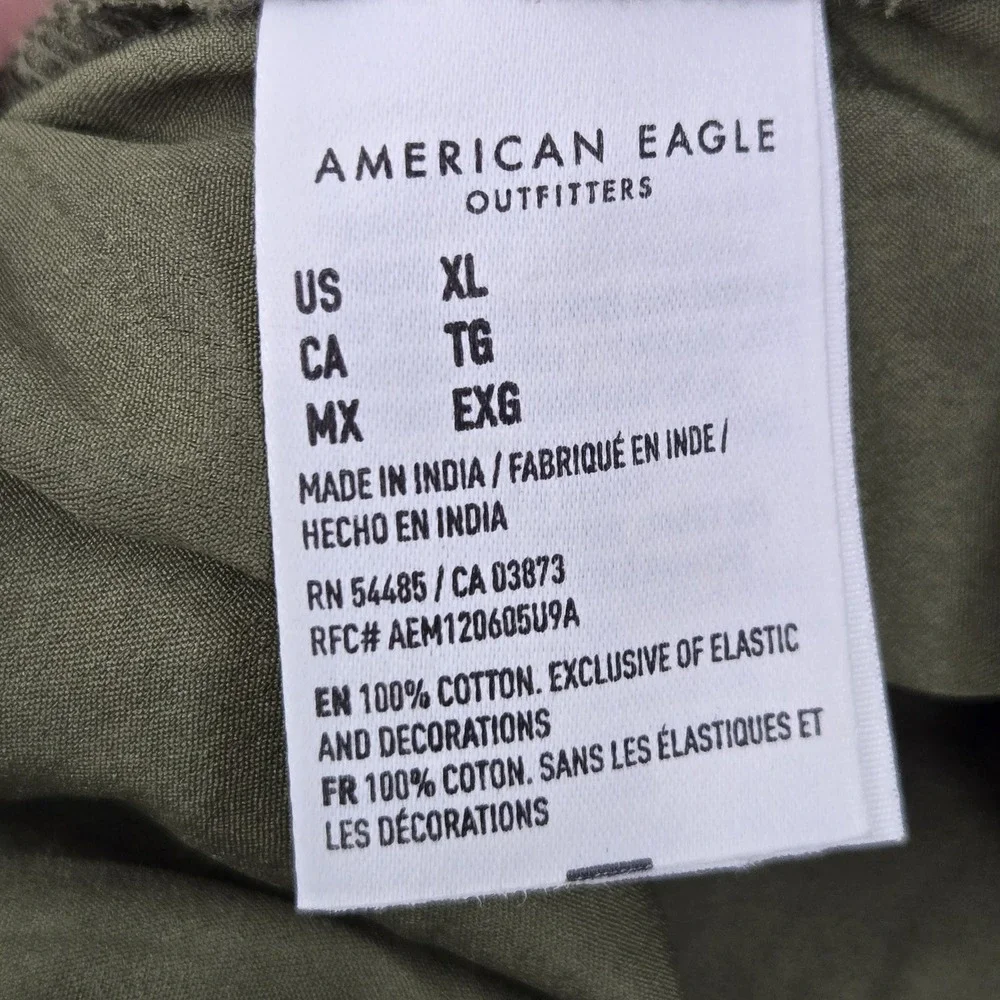 American Eagle Outfitters Women Dress XL Green Embroidered Fit & Flare Mini